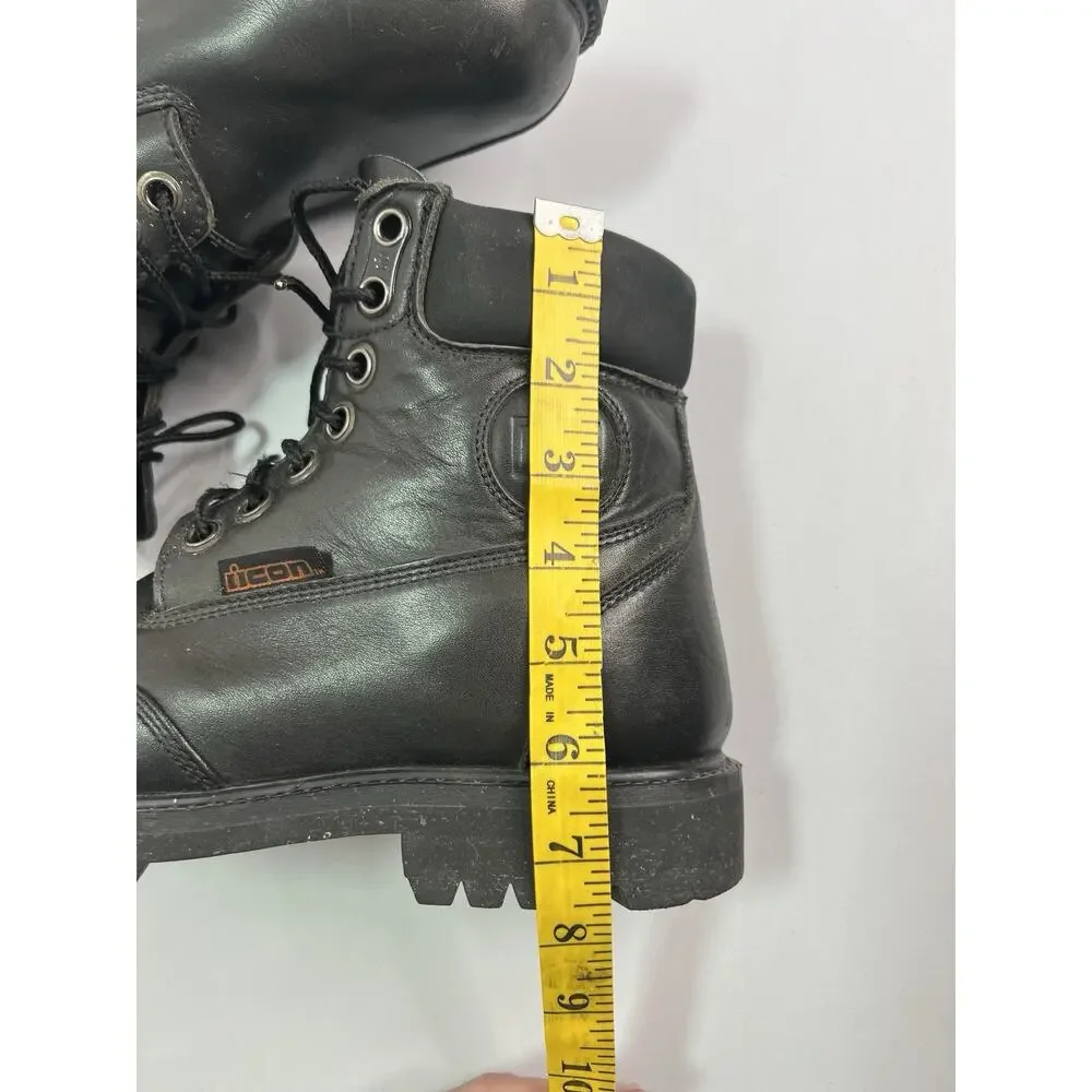 Icon Standard Motorcycle Black Leather Boots Men’s Size 10